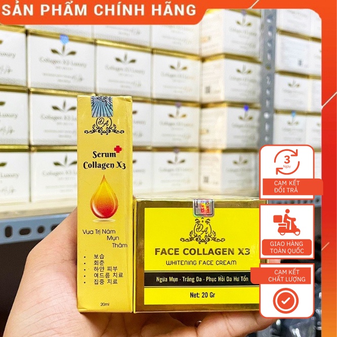 Combo Kem Face Collagen X3 Luxury + Serum Collagen X3 Công Ty Mỹ Phẩm Đông Anh