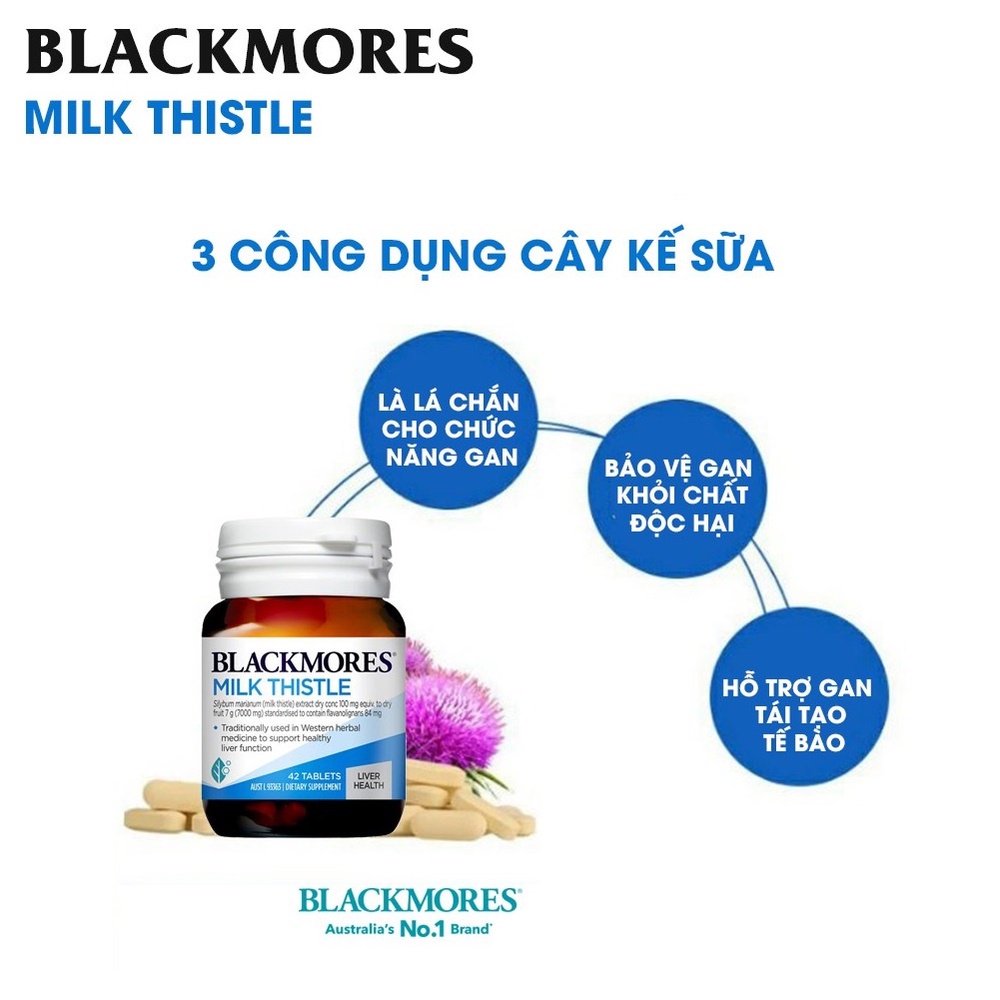 Viên Uống Bổ Gan Milk Thistle Blackmores Úc giải độc tố 42 viên