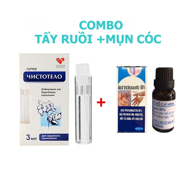 Tầy nốt ruồi Dvelinil Nga + Lọ chấm mụn cơm, mụn cóc Acid Trichloracetic 80% da liễu HCM