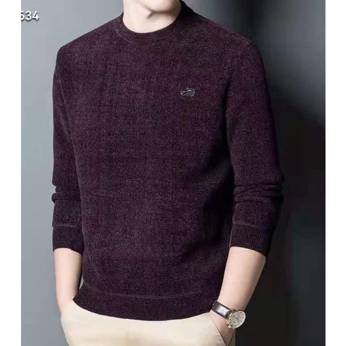 Áo nhung nam cổ tròn lót lông,  áo nam cá sấu hot hit