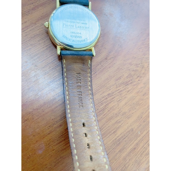 Đồng hồ si nữ hiệu Pierre Lannier Paris, mặt khảm cú mèo độc đáo, mặt tròn dây da