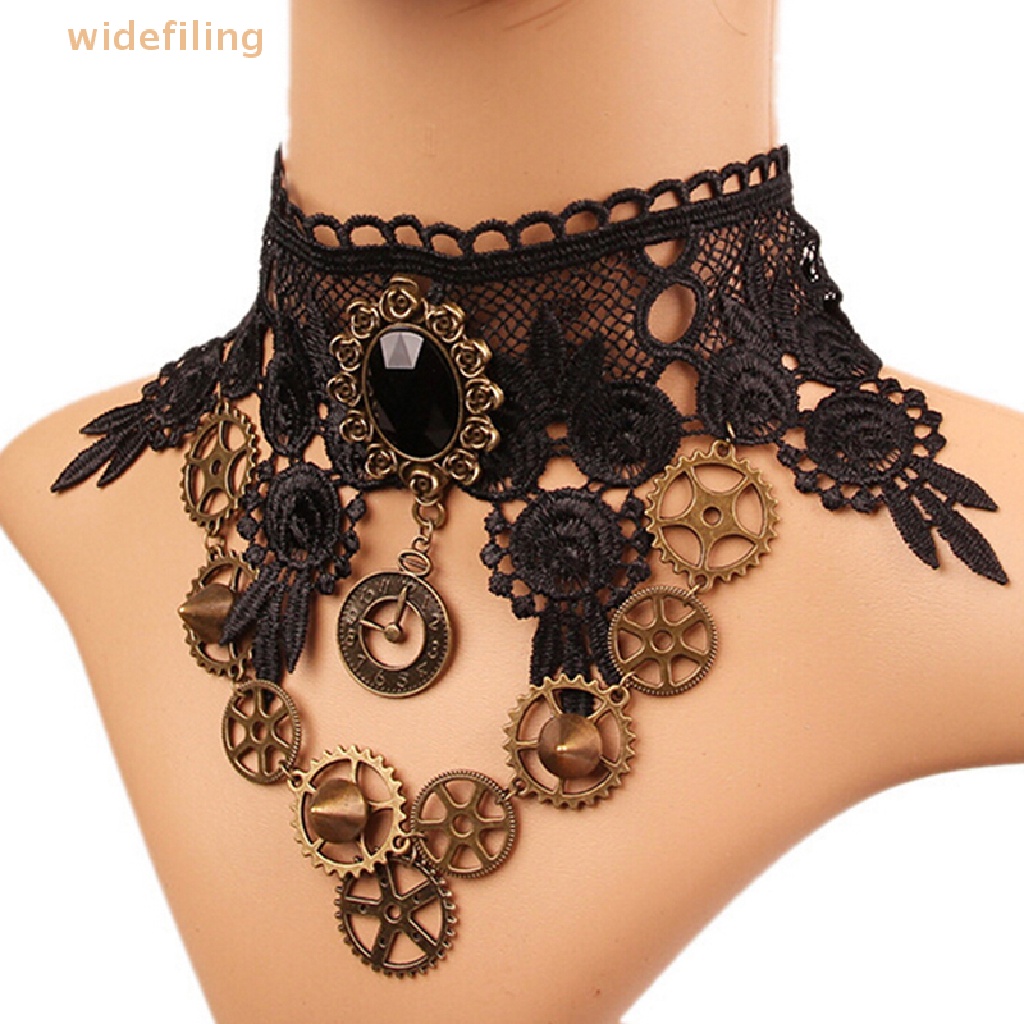 Vòng Cổ Choker Ren Bản Rộng Phong Cách Steampunk Cổ Điển