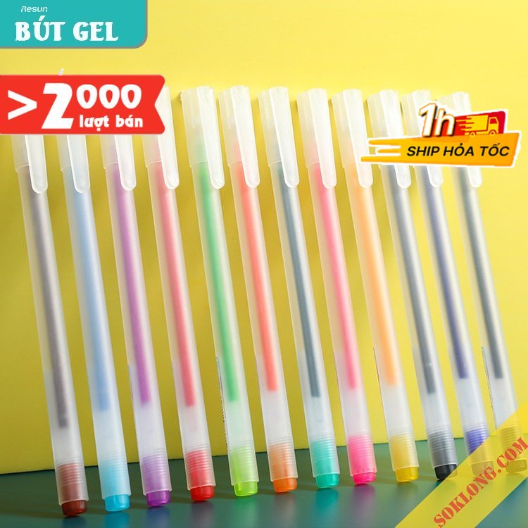 Bút mực gel nét 0.5mm Resun nhiều màu ghi chép mượt mà B18