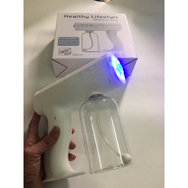 Máy xịt khuẩn Healthy Lifestyly 6 tia xoay 2 cấp độ, máy xịt khử khuẩn cầm tay, sạc pin qua usb