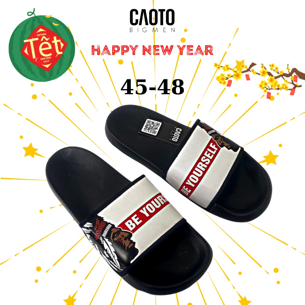 Dép Nam Be Yourself Đế Mềm Thoải Mái Chống Trượt Màu Đen Big Size - Dép Nam Big Size 45 46 47 48
