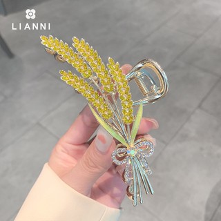 Kẹp tóc càng cua hình bông lúa đính đá kim cương