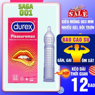 Bao cao su Durex Plesuremax Gân gai nổi, bcs king ôm bó sát nhiều gel bôi trơn hộp 12 bao