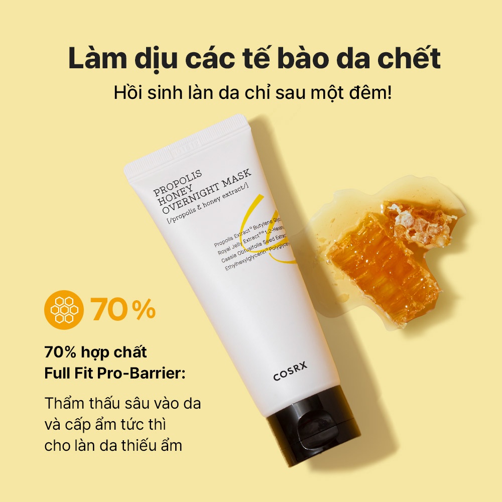 Mặt nạ ngủ COSRX keo mật ong Full Fit Propolis honey overnight mask cao cấp dung tích 60ml