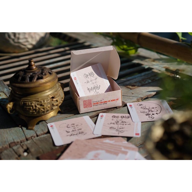 Bộ bài thư pháp CẢM HỨNG VÀ ĐỘNG LỰC SỐNG | Bộ 74 thẻ | 7.4cm x 7.4cm | Lá duyên