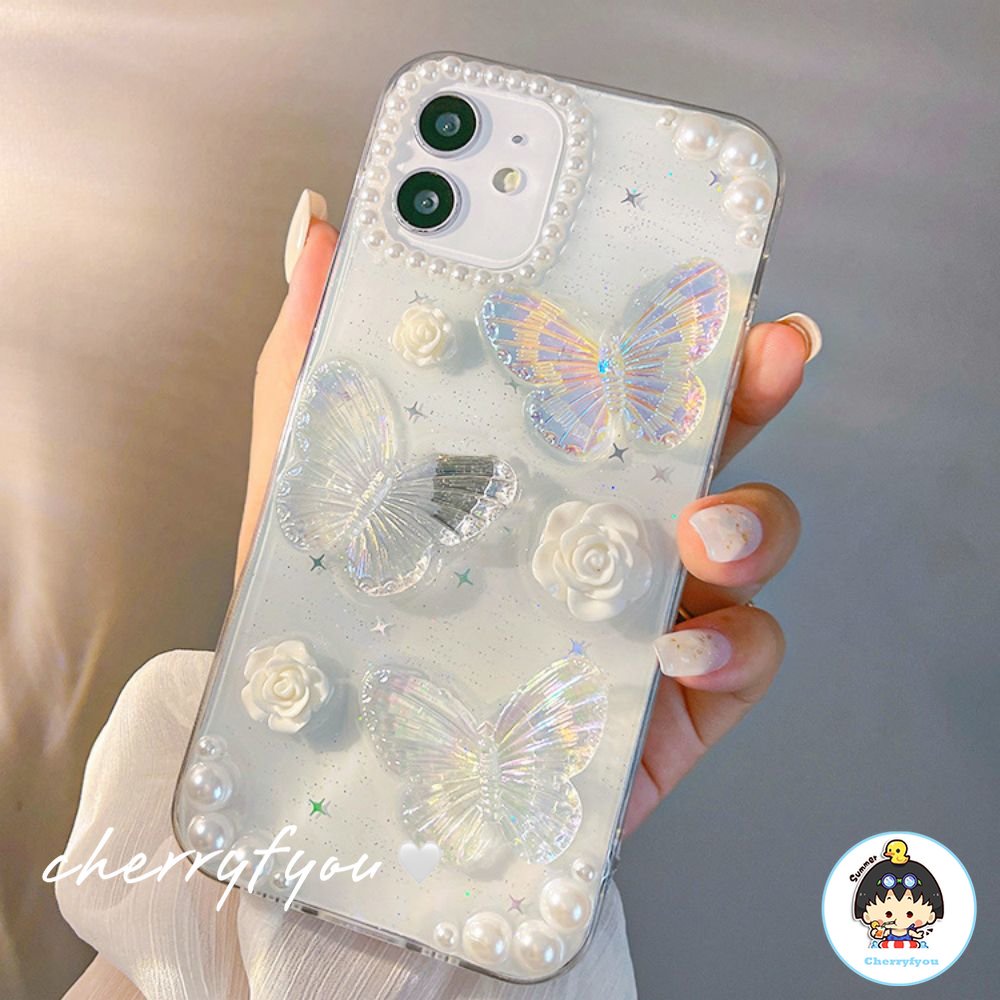 Ốp Điện Thoại Tpu Mềm Trong Suốt Họa Tiết Bướm 3d Dành Cho Iphone 14 13 12 11 Pro Max Xs Xr 8 7 Plus