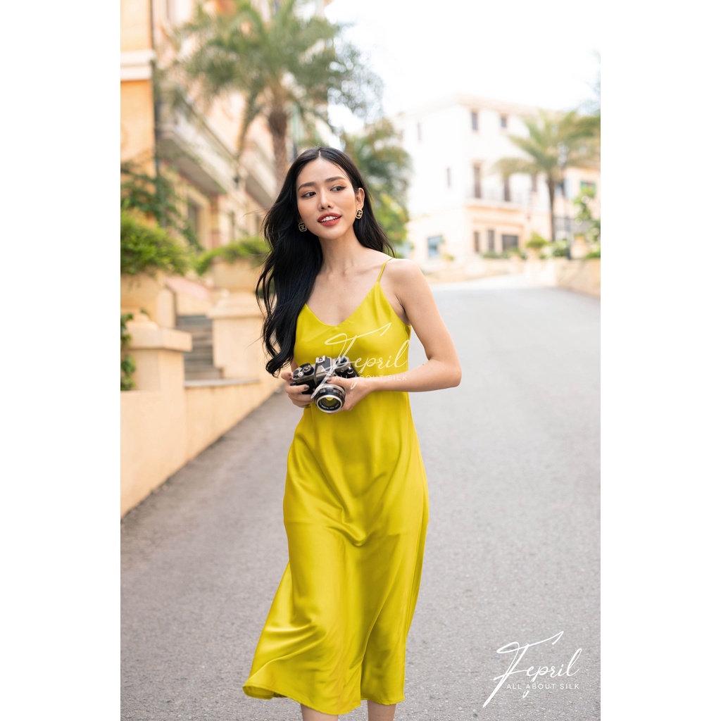 Đầm lụa trơn dài FEPRIL Bias Cut long dress