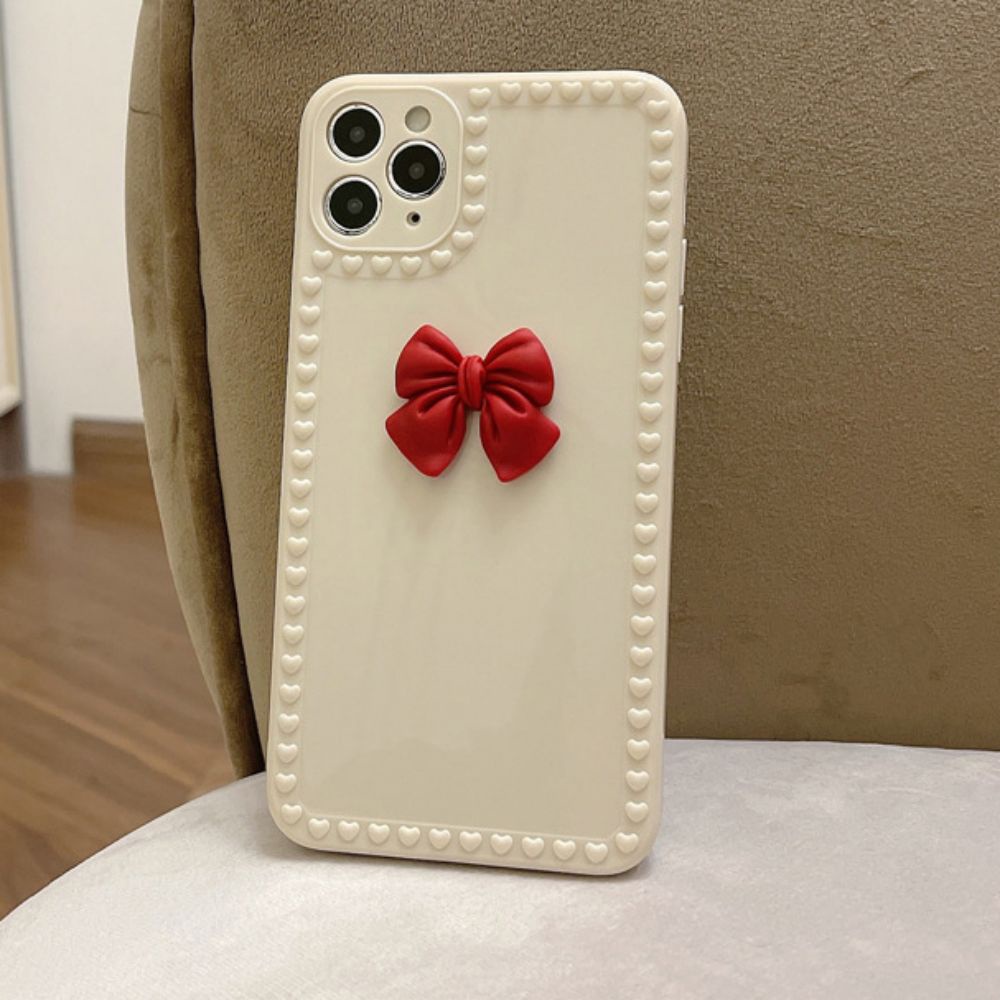 Ốp Điện Thoại TPU Mềm Chống Trượt Chống Rơi Đính Nơ Hồng Cho IPhone 13 12 11 Pro X Xs Max XR 8 7 Plus SE