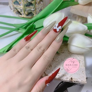 Nailbox Móng Úp Thiết Sẵn Mẫu Đỏ Charm Nơ