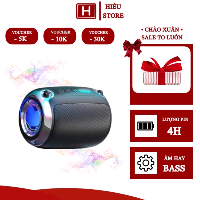 Loa Bluetooth Mini L57 đèn LED RGB nhấp nháy theo nhạc, chức năng kết nối 2 loa