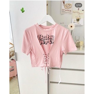 ÁO CROPTOP ĐAN DÂY HỒNG