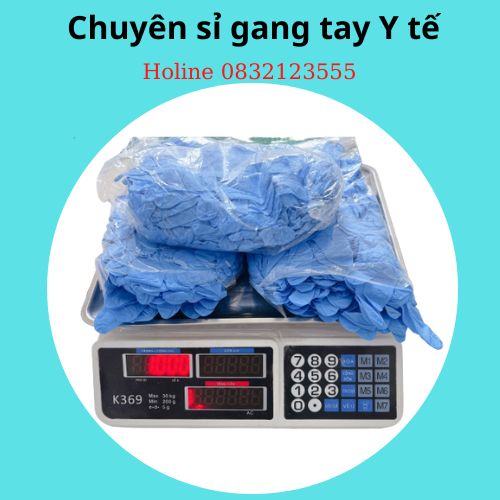 Xả Kho 1kg gang tay y tế bao tay y tế nitrile xanh chuyên dùng cho phòng