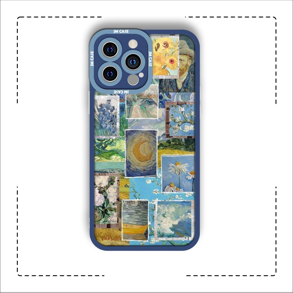 Ốp lưng iphone samsung xiaomi oppo cạnh vuông JMCase Van Gogh Tranh Sơn Dầu Retro Art