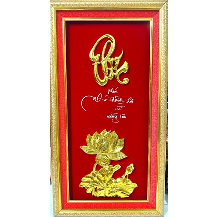 Đồng hồ tranh treo tường chữ Phúc tượng hoa sen Lâm Anh- có nhận viết thêm chữ