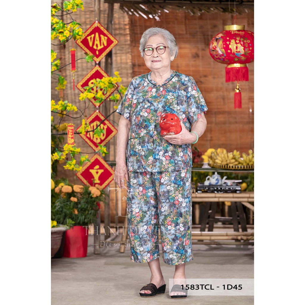 Đồ bộ Tole cho bà mặc nhà Thành Duyên bông, tay con, quần lửng, thoáng mát, không rút -1583TCL(01-23) .