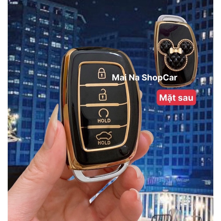 Ốp chìa khoá Hyundai Creta 2022-2023. STARGAZER Mẫu 4 nút. Đính Đá Nhân Tạo Cao Cấp Sang Trọng