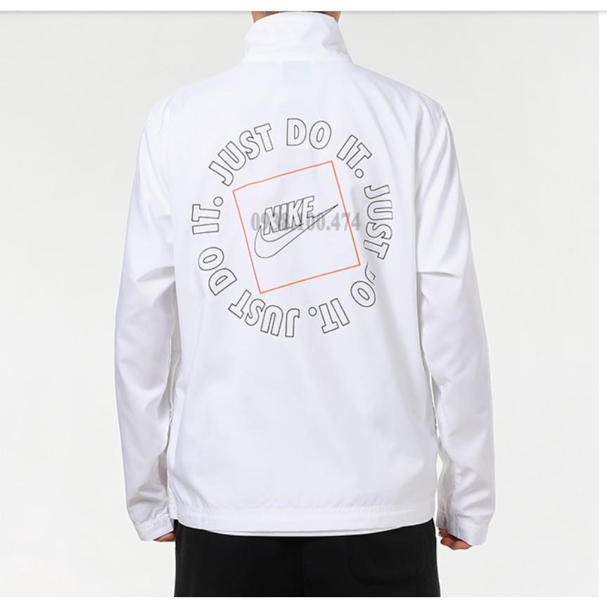 Áo khoác nam Nike chính hãng màu trắng vải dù 100% Polyester chống nắng chống thấm nước tốt