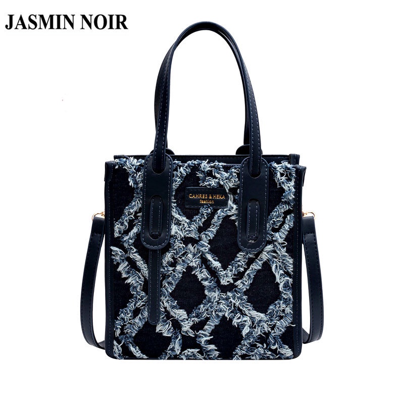 Túi đeo chéo denim JASMIN NOIR họa tiết kiểu hình thoi thời trang cá tính cho nữ