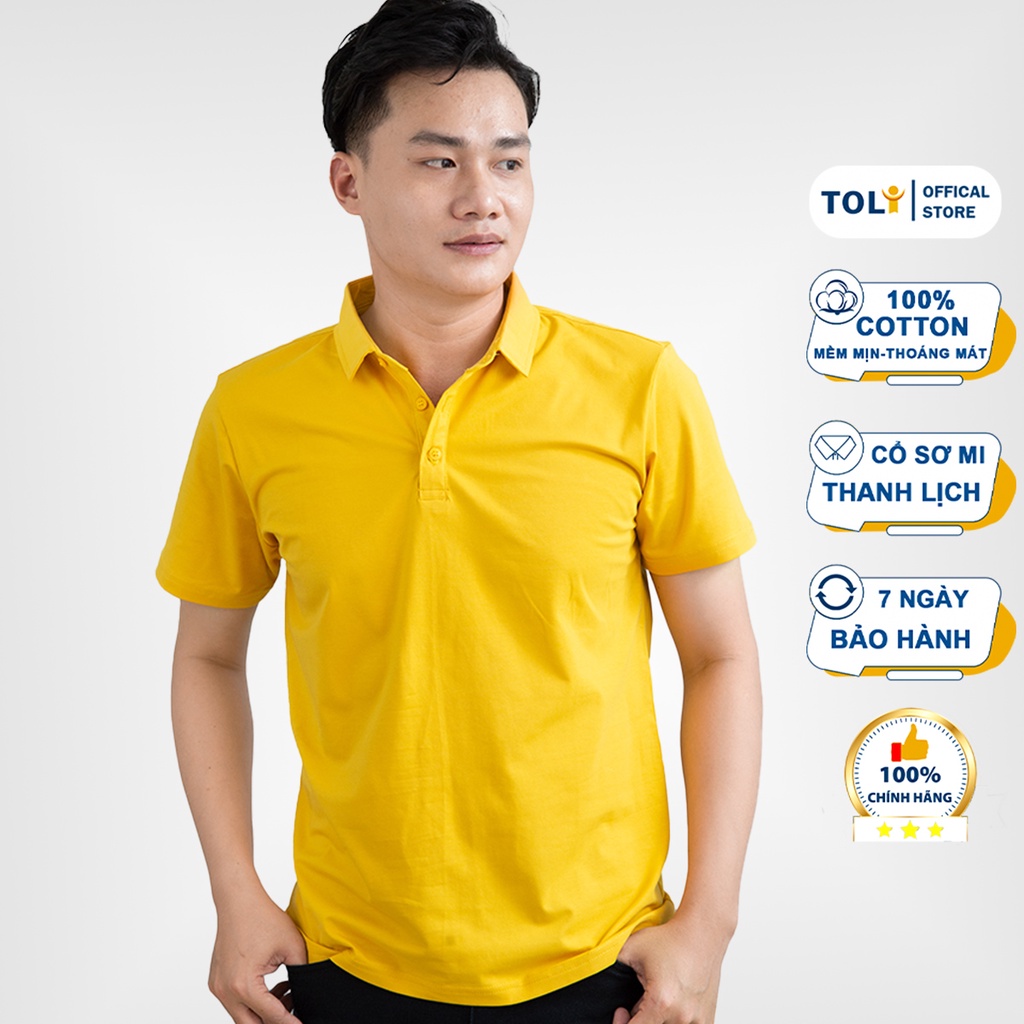 Áo Thun Polo Nam TOLI form cơ bản thanh lịch, vải Cotton 4 chiều cao cấp [VÀNG-TM07]