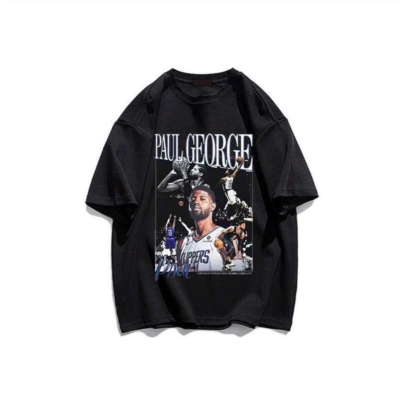 Áo Phông Cổ Tròn In Họa Tiết Bóng Rổ PAUL GEORGE 100% Cotton Thoáng Khí