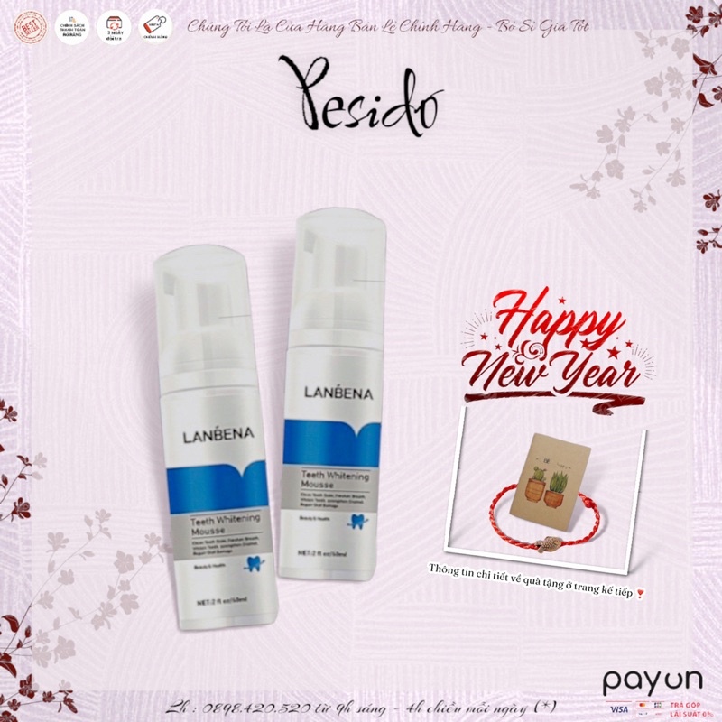 Kem đánh răng và nước súc miệng hai trong một dạng bọt làm sạch răng và hết hôi miệng 60ml Lanbena, cực kì thơm.