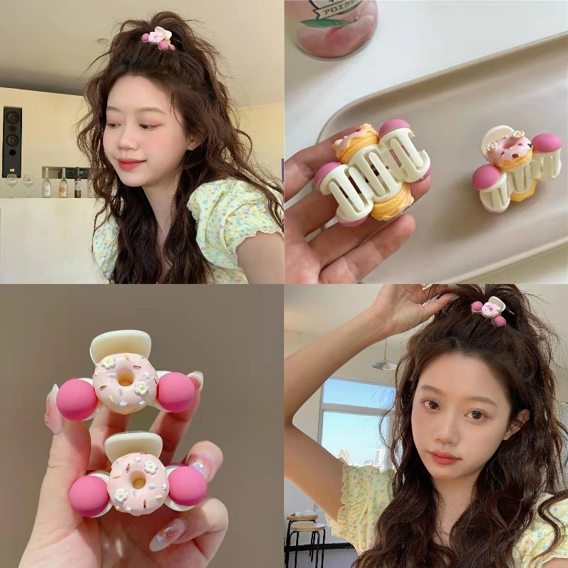Kẹp Tóc Hình Bánh Donut Màu Hồng Dễ Thương Cho Nữ