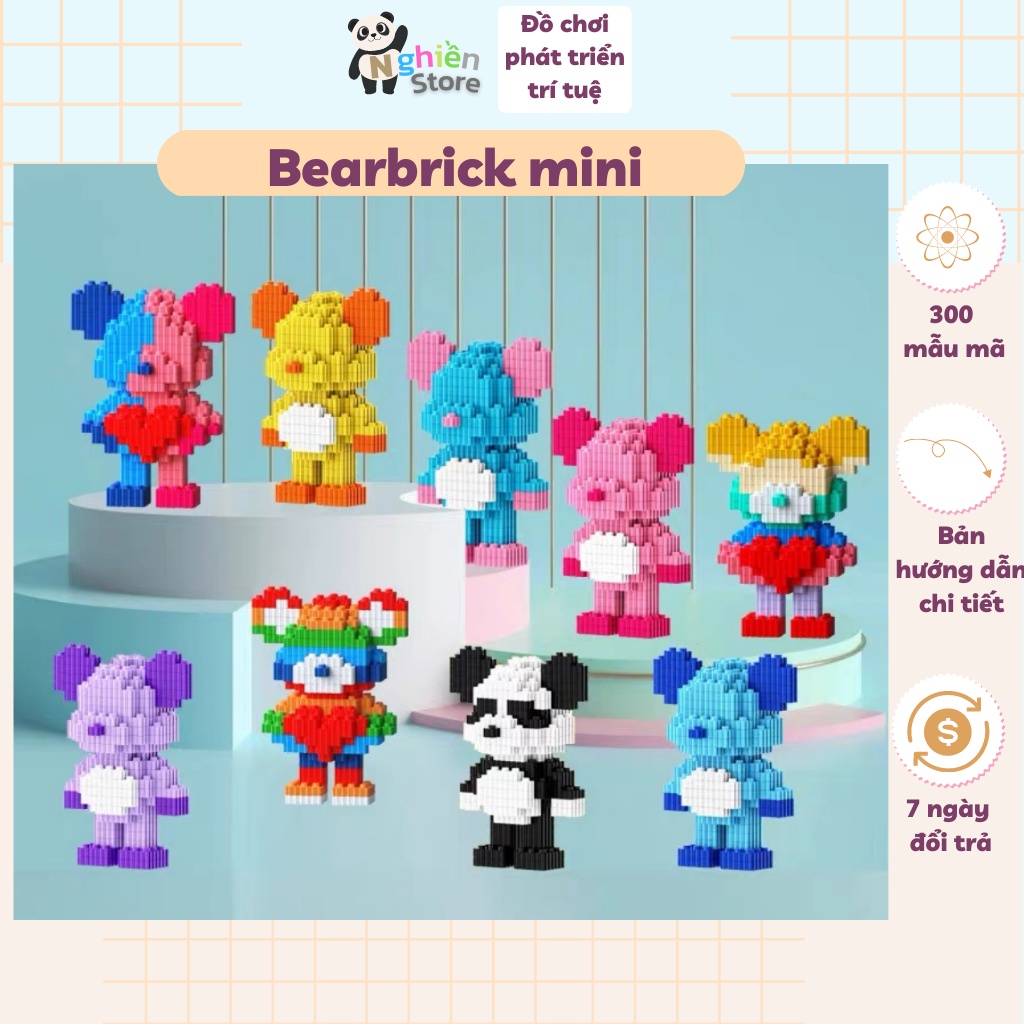 Lắp ráp bearbrick mini mô hình lắp ráp bearbrick one piece đồ chơi lắp ráp đồ chơi xếp hình cho bé Nghiền store cao 12cm