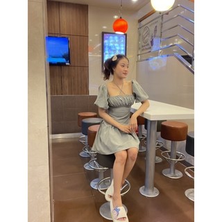 Đầm xoè 2 tầng eo vạt tim