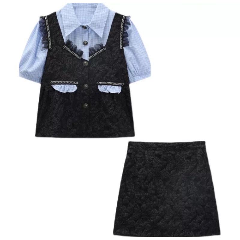 Set áo sơ mi kiểu kèm chân váy