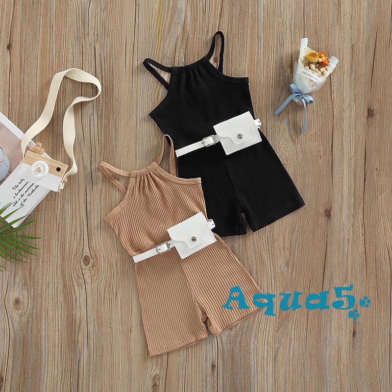 Bộ Áo Liền Quần Hai Dây Màu Sắc Cho Bé Gái
