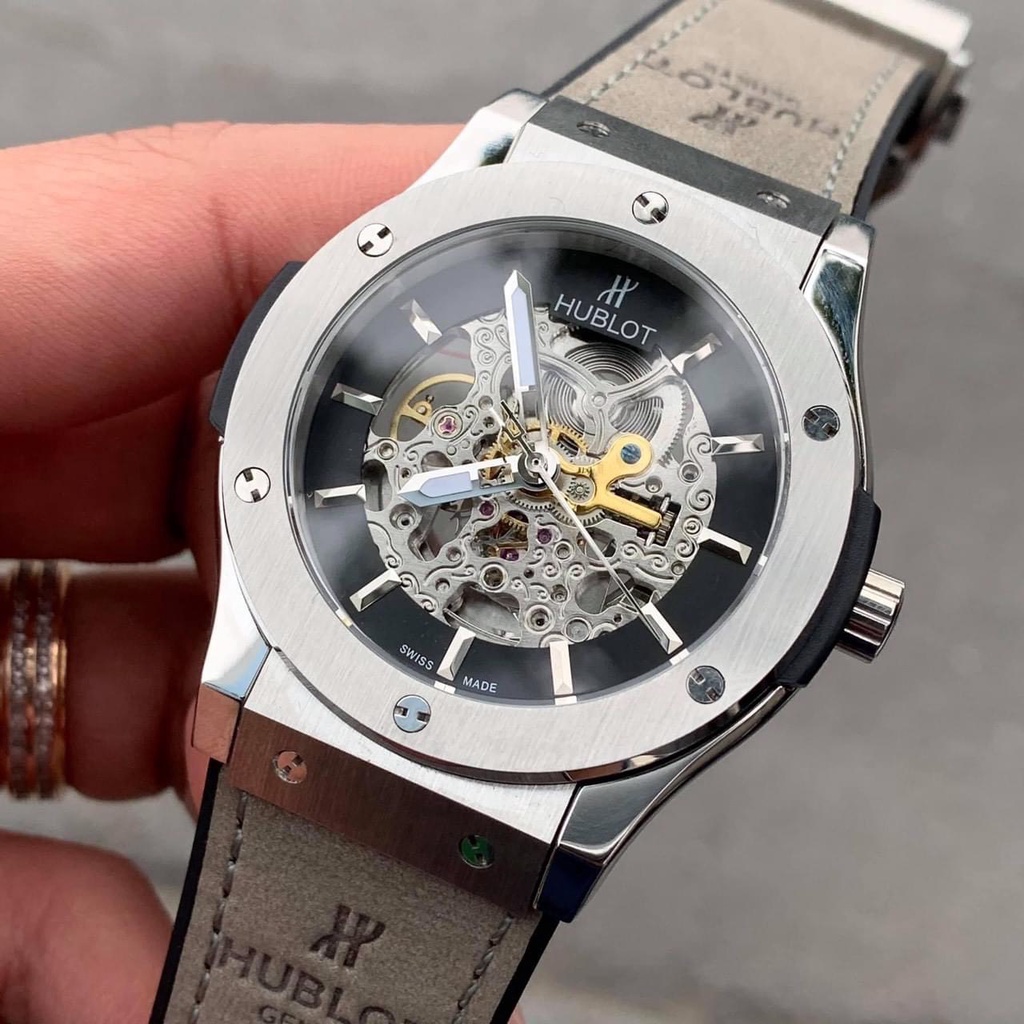 Đồng Hồ Nam Hub Lot Sapphire HA85 Mặt Lộ cơ 3 Kim Viền trơn Máy cơ Automatic Nhật