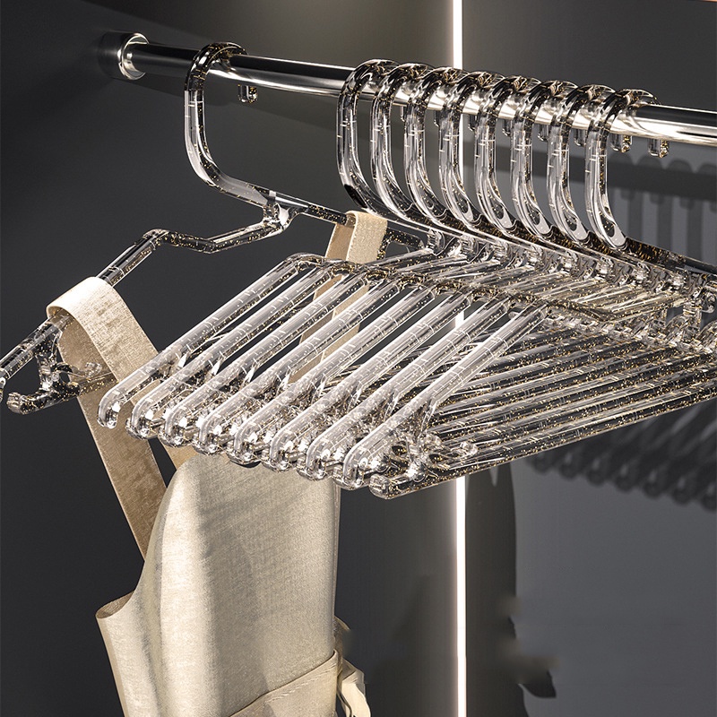 Móc Treo Quần Áo Bằng Nhựa Trong Suốt Lấp Lánh 42cm