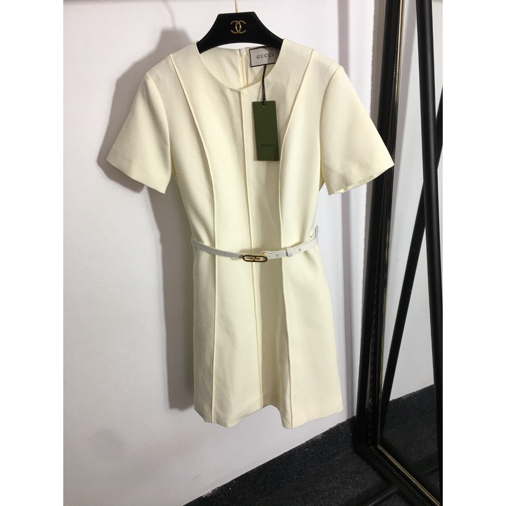 Đầm ngắn tay cổ tròn thắt eo mới nhất của Gucci GC GG