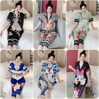 Đồ bộ Pyjama lửng lụa xước thiết kế in 5D siêu xinh