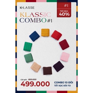 Klassic combo #1 - combo 10 đôi tất cổ điển sọc to - tất klasse cotton cao cấp, vớ nam nữ thời trang công sở