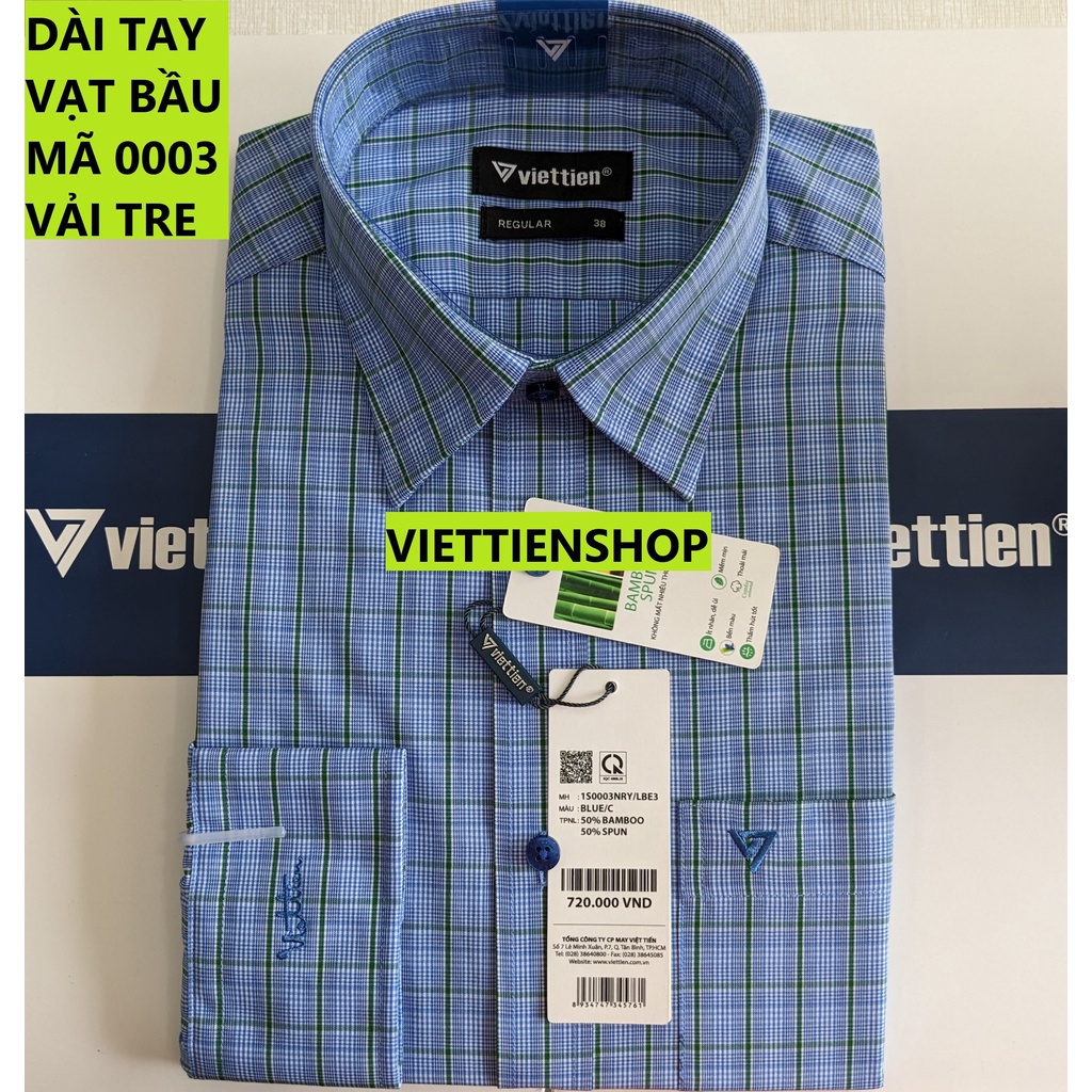 (0003 CRL) ÁO SƠ MI VIỆT TIẾN DÀI TAY VẢI TRE CA RÔ