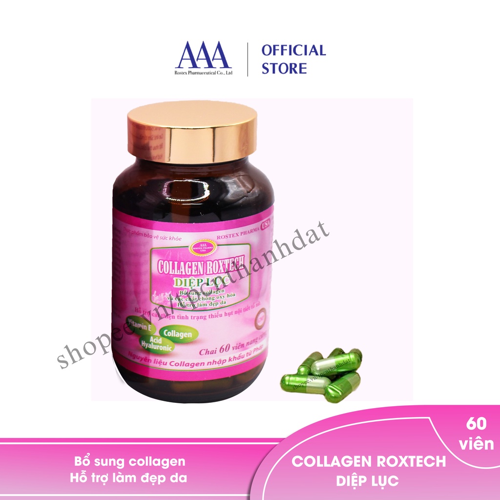 Viên uống Collagen Diệp Lục hỗ trợ chống lão hóa da, cải thiện nội tiết tố nữ - Chai 60 viên
