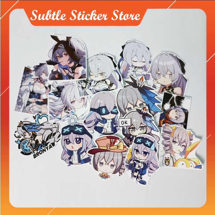 - Set 10/15 Sticker Broyna / Bronya Zaychik game  Honkai Impact hình dán chibi  trang trí siêu đẹp