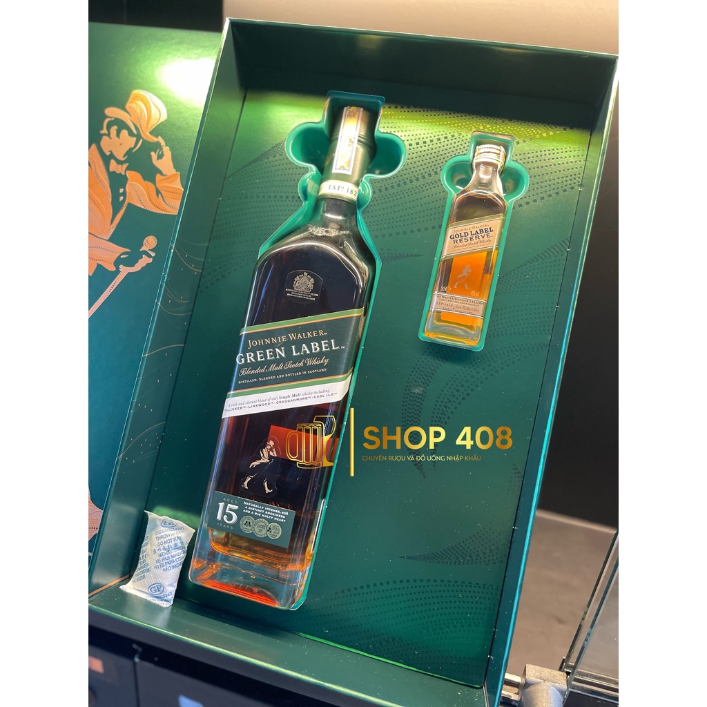 Rượu Johnnie Walker Green Label 750ml - tặng kèm 1 chai mini Johnnie Walker Gold Label Reserve