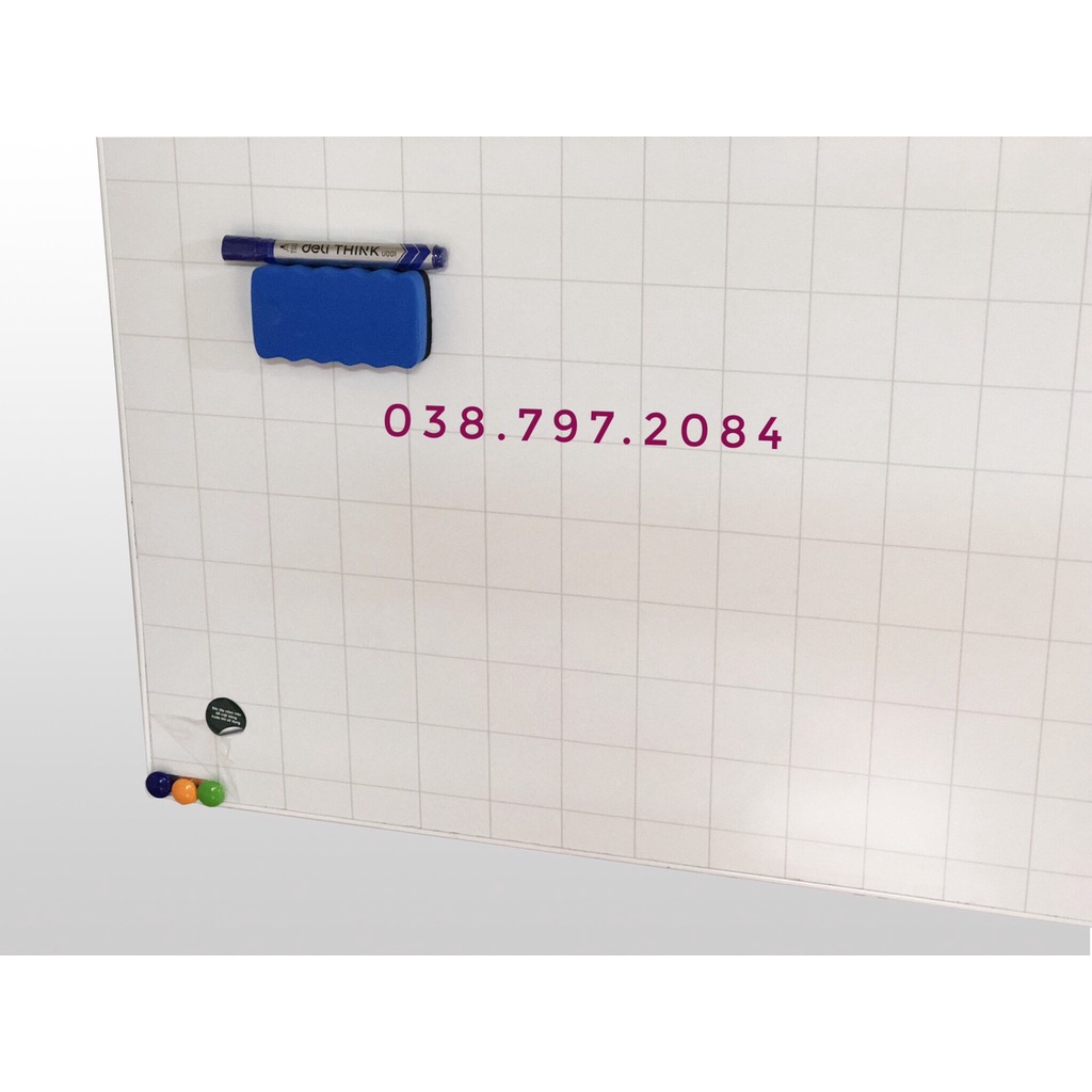 Bảng viết bút lông từ trắng KT 60x100 cm Tặng bông lau nam châm bút dạ bảng