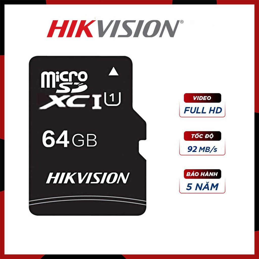 Thẻ nhớ Mirco SD HIKVISION 64GB 32GB 128GB - 92MB/s Class 10 chuyên dùng ghi hình cho các dòng camera IP, điện thoại,máy | BigBuy360 - bigbuy360.vn