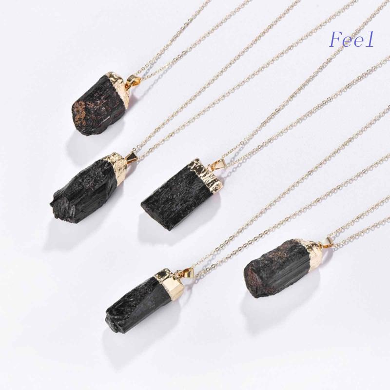 Mặt Dây Chuyền Bằng Đá Tourmaline Đen Tự Nhiên Hình Trụ