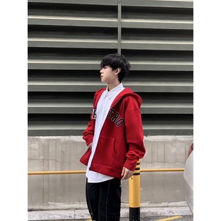 Áo hoodie zip 52RETRO thêu xù đỏ đô nỉ bông cotton