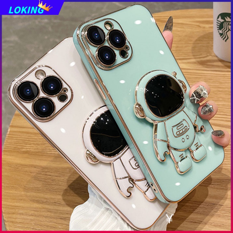 Ốp Điện Thoại silicone In Hình Phi Hành Gia Kèm Giá Đỡ Cho iphone 15 promax 15 plus 11pro max 12pro max 13pro max 14pro max