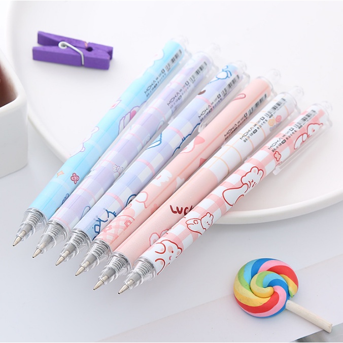 Bút Bi Mực Gel Ngòi Bấm 0.5mm Cute Hình Thỏ Hồng Dễ Thương Học Sinh - Yala