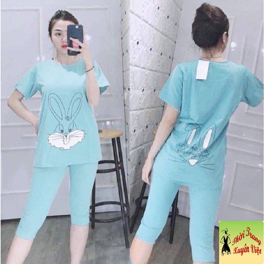 set bộ quần NGỐ áo tay cọc được làm từ vải thun 4 chiều phù hợp mặc nhà mặc đi chơi freesize dưới 60kg